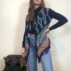 Say What blue sweater southwestern style cardigan sweater size medium